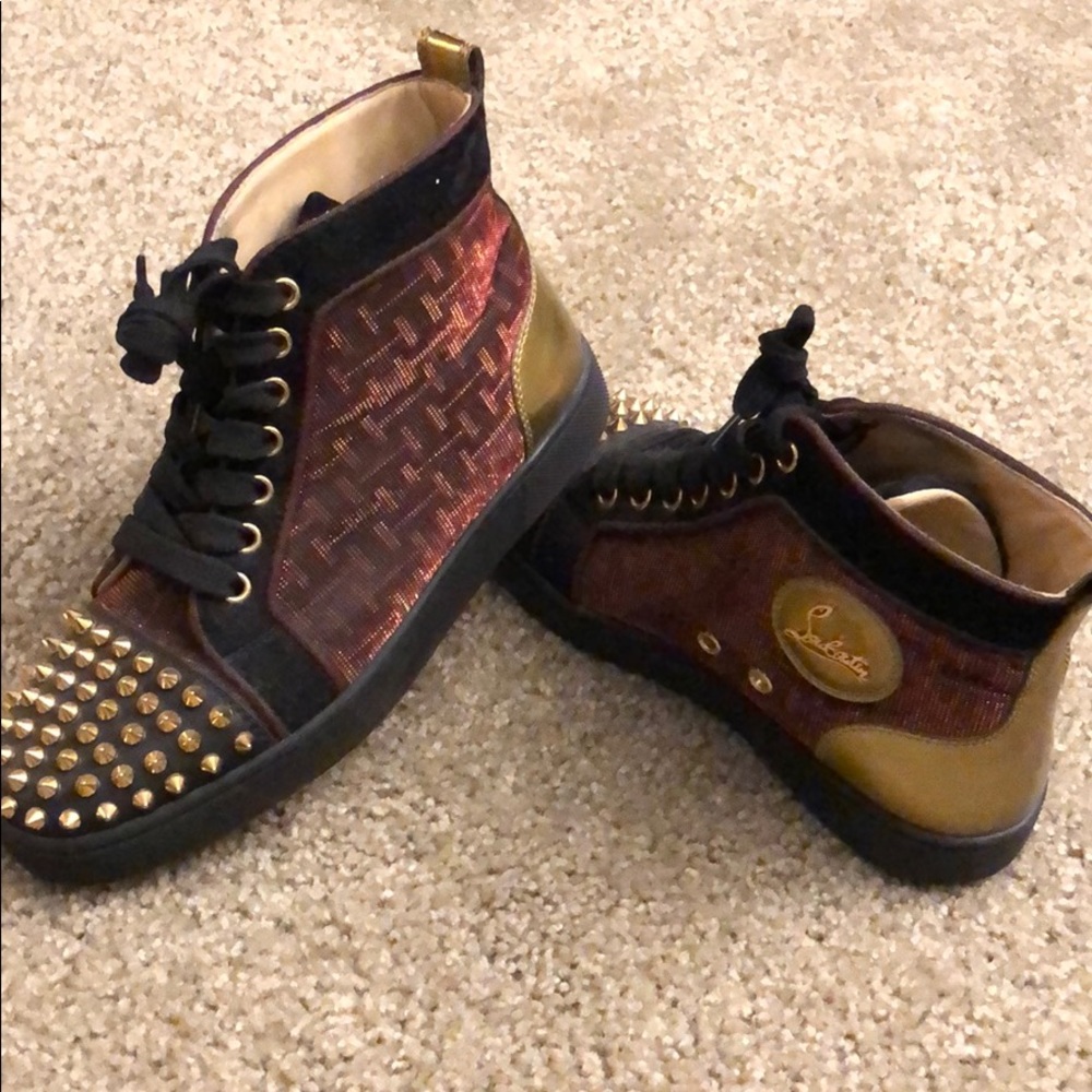 Christian Louboutin metallic golden sneakers